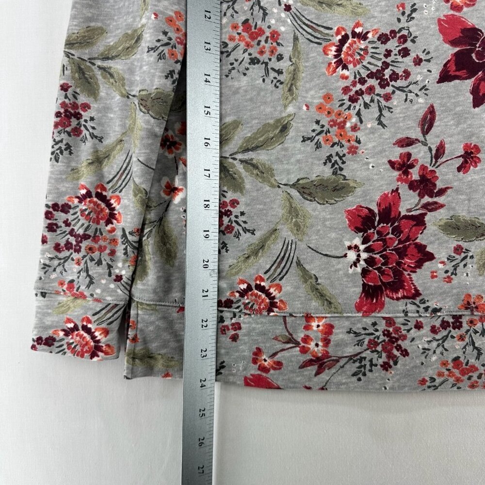 Croft & Barrow Super Soft Shirt Womens PXS Long Sleeve Pullover Floral Gray Red - Picture 9 of 10